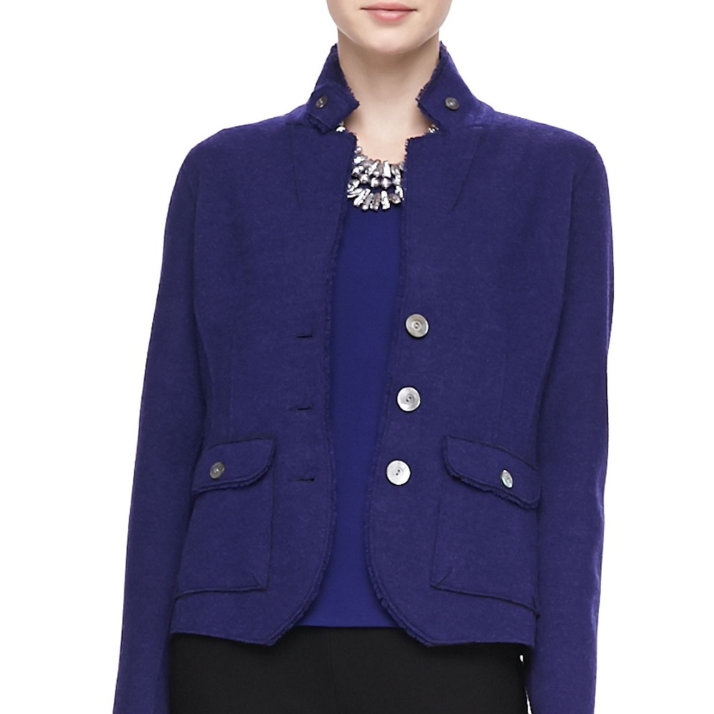 Eileen Fisher Blue Felted Wool Jacket, Size Medium, NWT